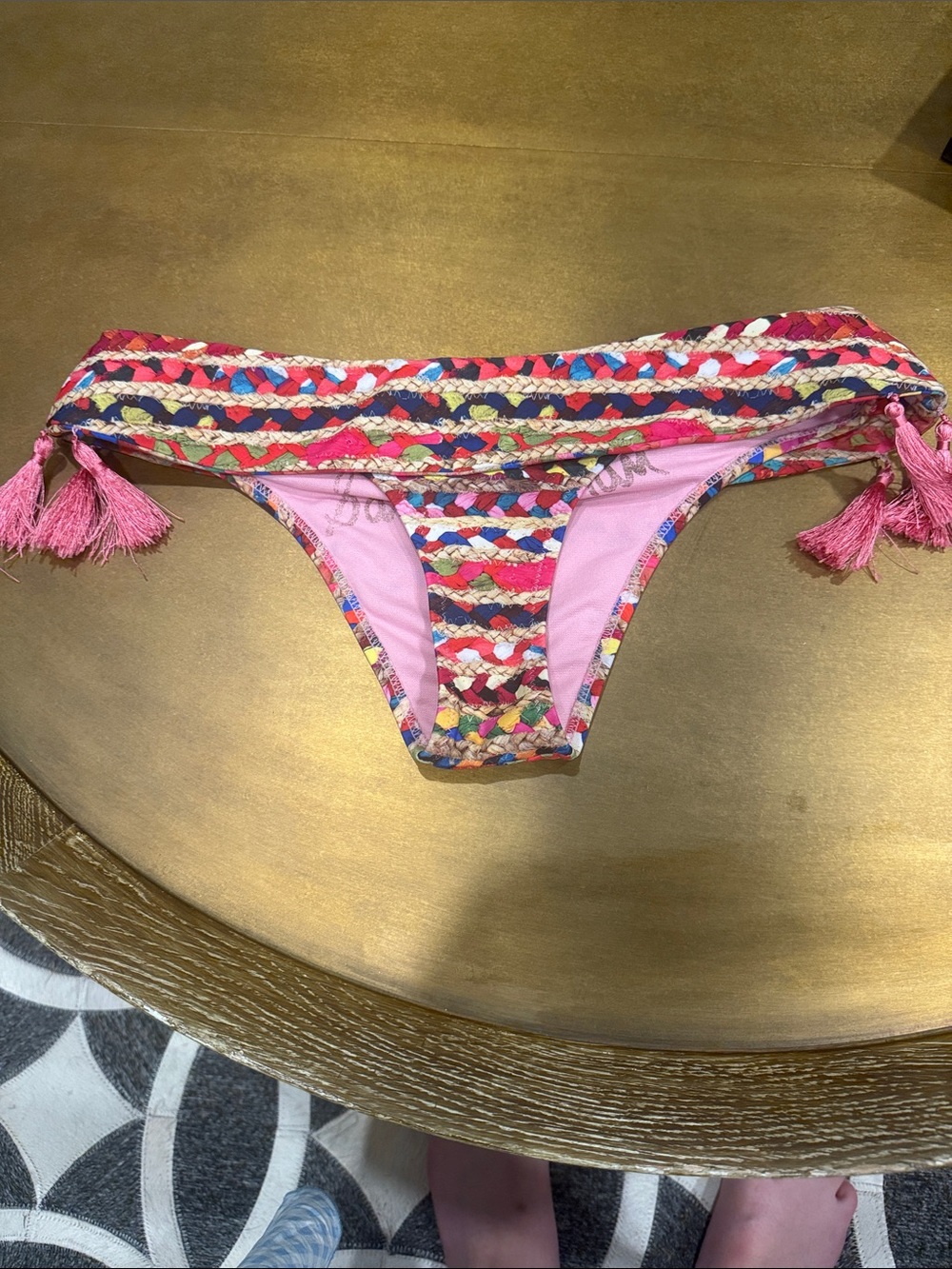 Sam Edelman Bikini Bottoms Multicolor Braided Tassel Pink